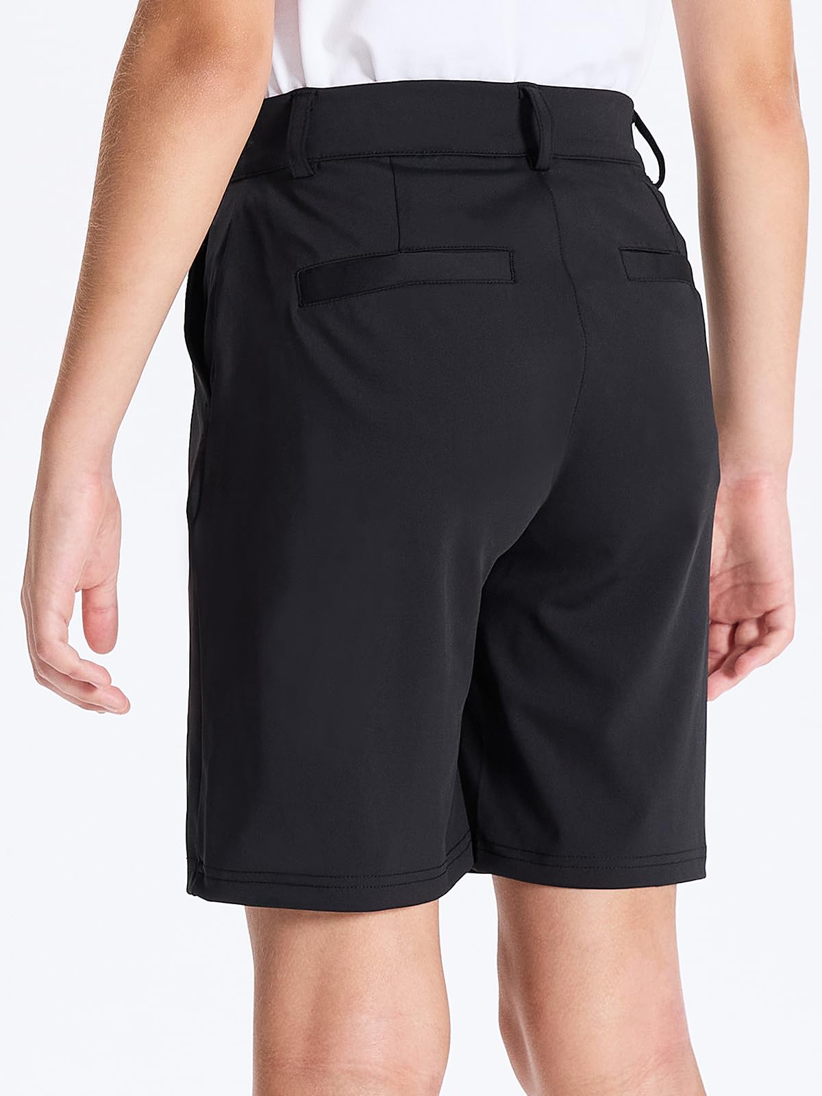 DEVOROPA Boys' Stretch Golf Shorts - Flat Front Chino Hybrid Twill Casual Shorts with Pockets for Youth & Kids | Perfect for School Uniforms, Golfing & Everyday Wear
