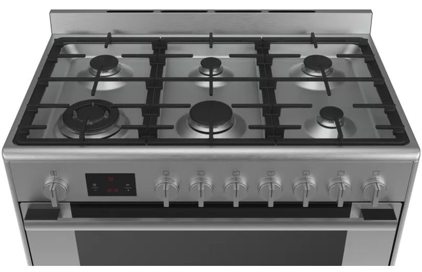 Dual Fuel Range Cooker Series 6 - 36 Inch Stainless Steel Professional Gas & Electric Oven with 6 Burners - HSB738357A - Perfect for Home Kitchen, Restaurant & Commercial Cooking