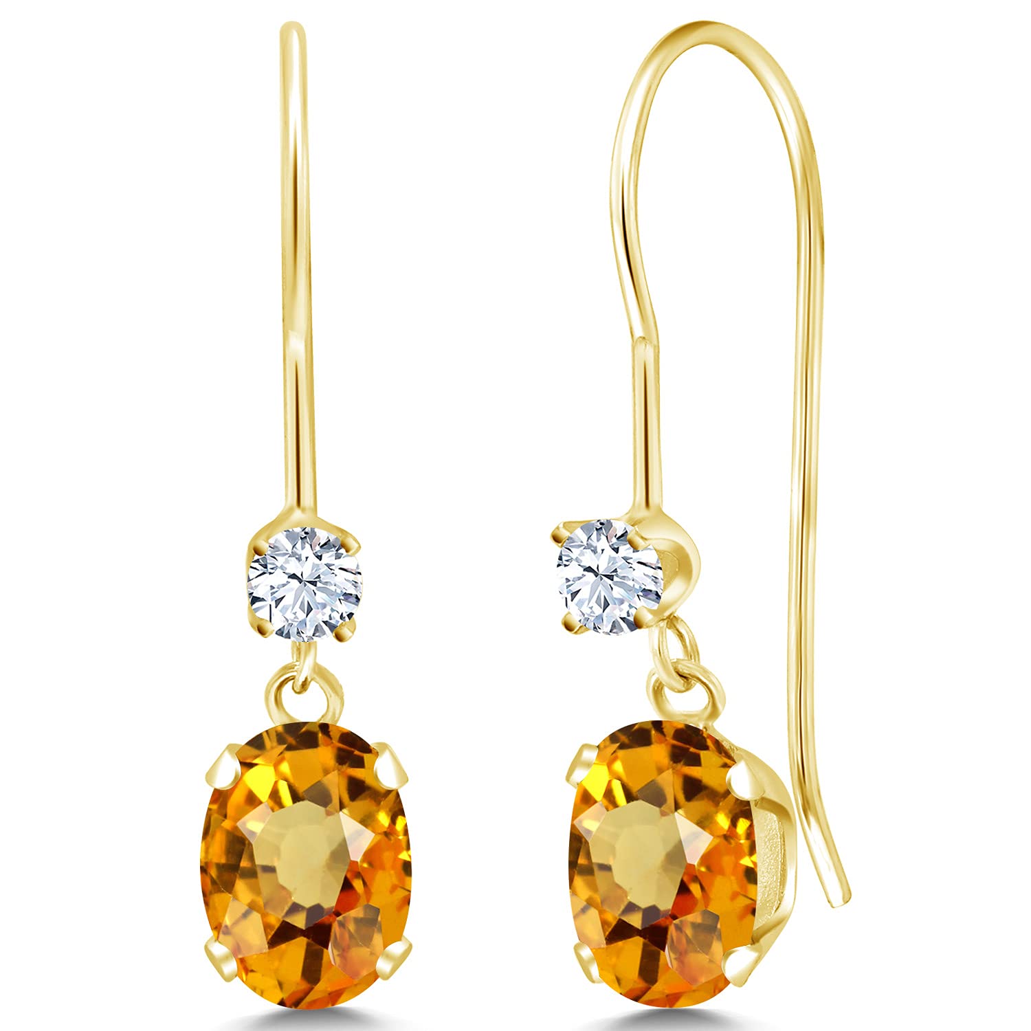 1.20 Ct Natural Oval Yellow Sapphire 14K Yellow Gold Dangle Earrings for Women | Gem Stone King | Elegant Jewelry Gift for Birthday, Anniversary & Special Occasions
