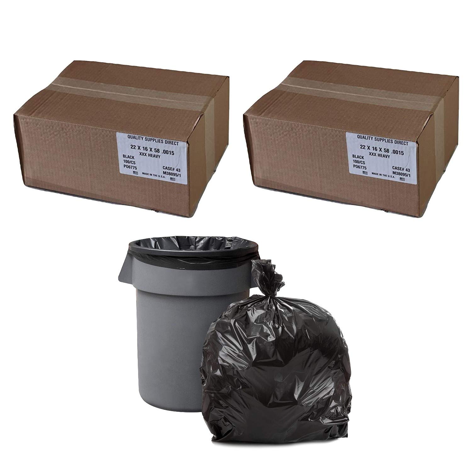 Heavy Duty 55-60 Gallon Trash Bags (200 Count) - 38