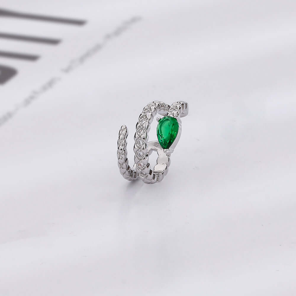 Green Snake Spiral Ear Cuff Ear Climber - Fashion Jewelry for Women | R0125 | Perfect for Parties, Weddings & Everyday Wear