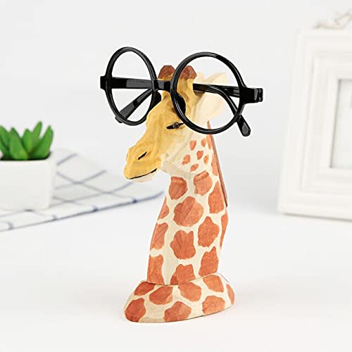 Hand Carved Wooden Giraffe Eyeglass Holder - Unique Handmade Sunglasses & Spectacle Stand for Office Desk - Home Decor Gift Idea - Perfect for Organizing Glasses in Office, Bedroom or Entryway