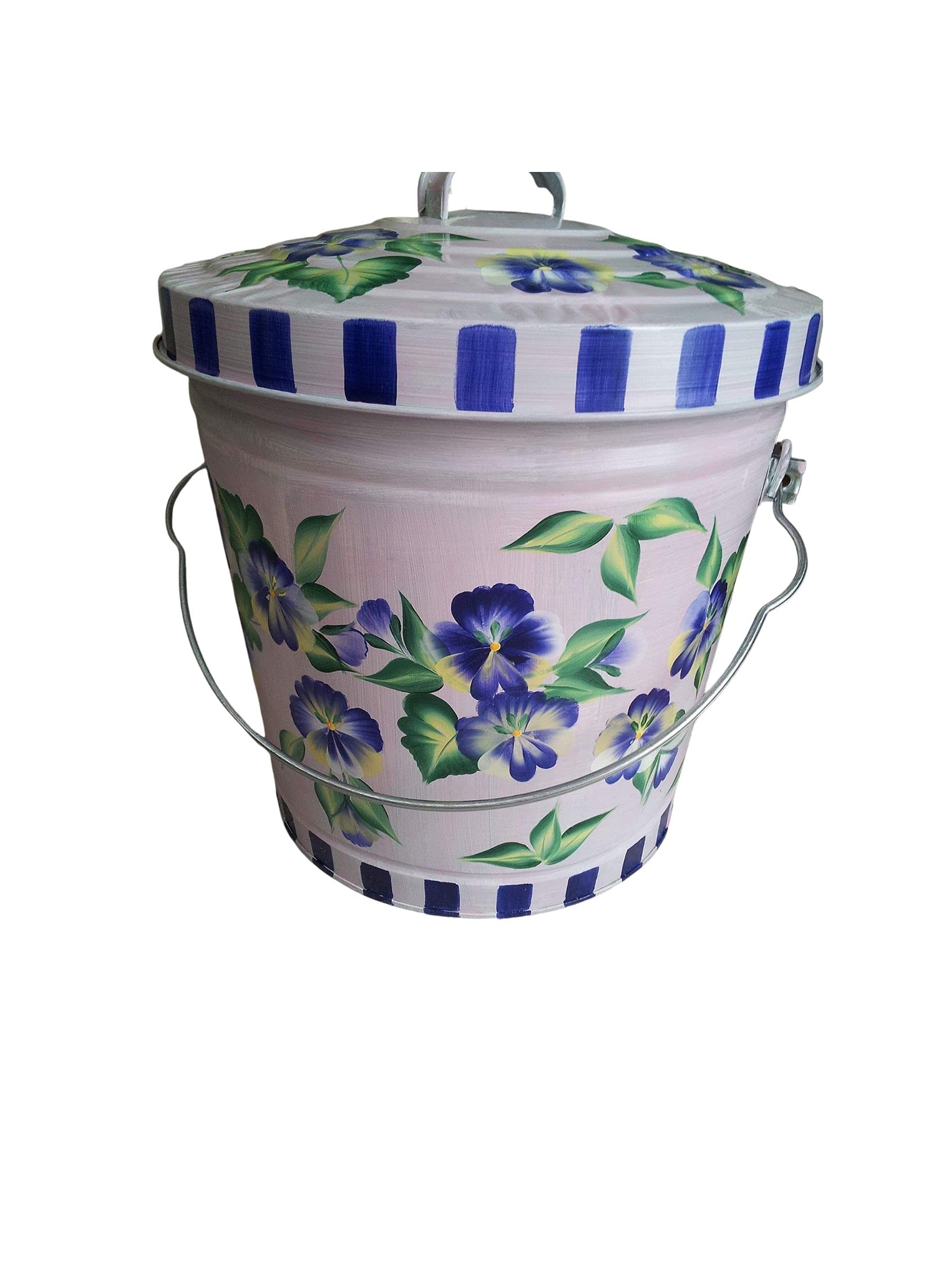10 Gallon Hand-Painted Decorative Trash Can - Elegant Waste Bin for Kitchen, Bathroom & Office - Eco-Friendly Garbage Can with Artistic Designs