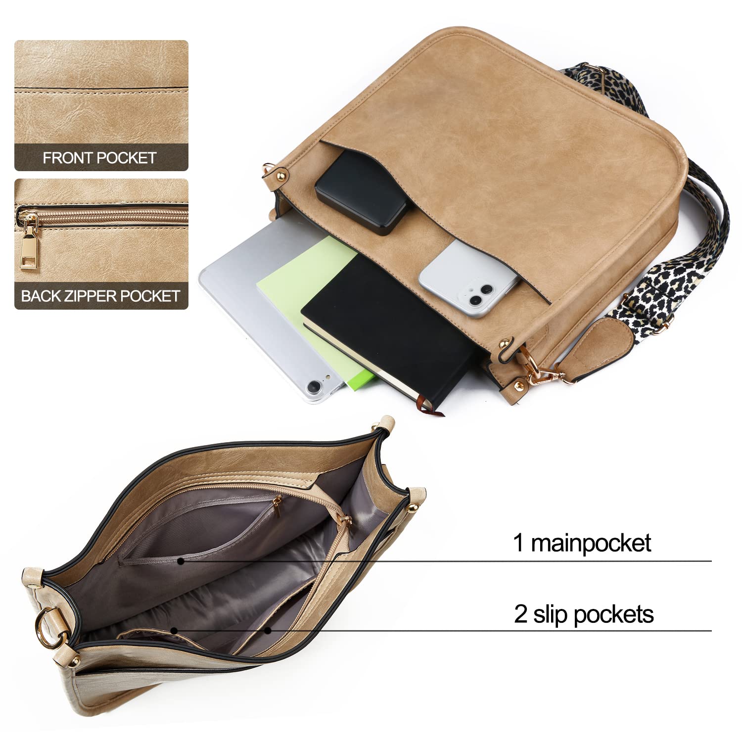 Vegan Leather Crossbody Bag for Women - Work, Travel & Shopping
