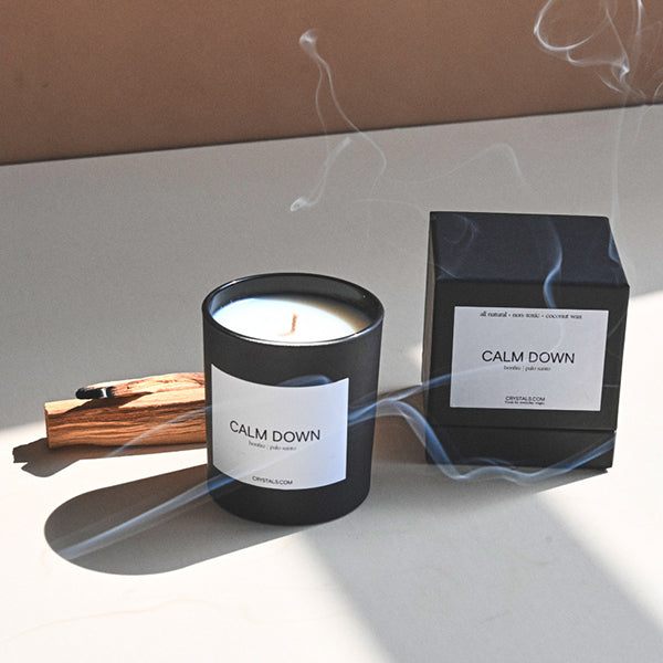 Calm Down Duo - Relaxing Lavender Scented Candle & Aromatherapy Room Mist Set for Stress Relief, Home Spa, Yoga, and Meditation