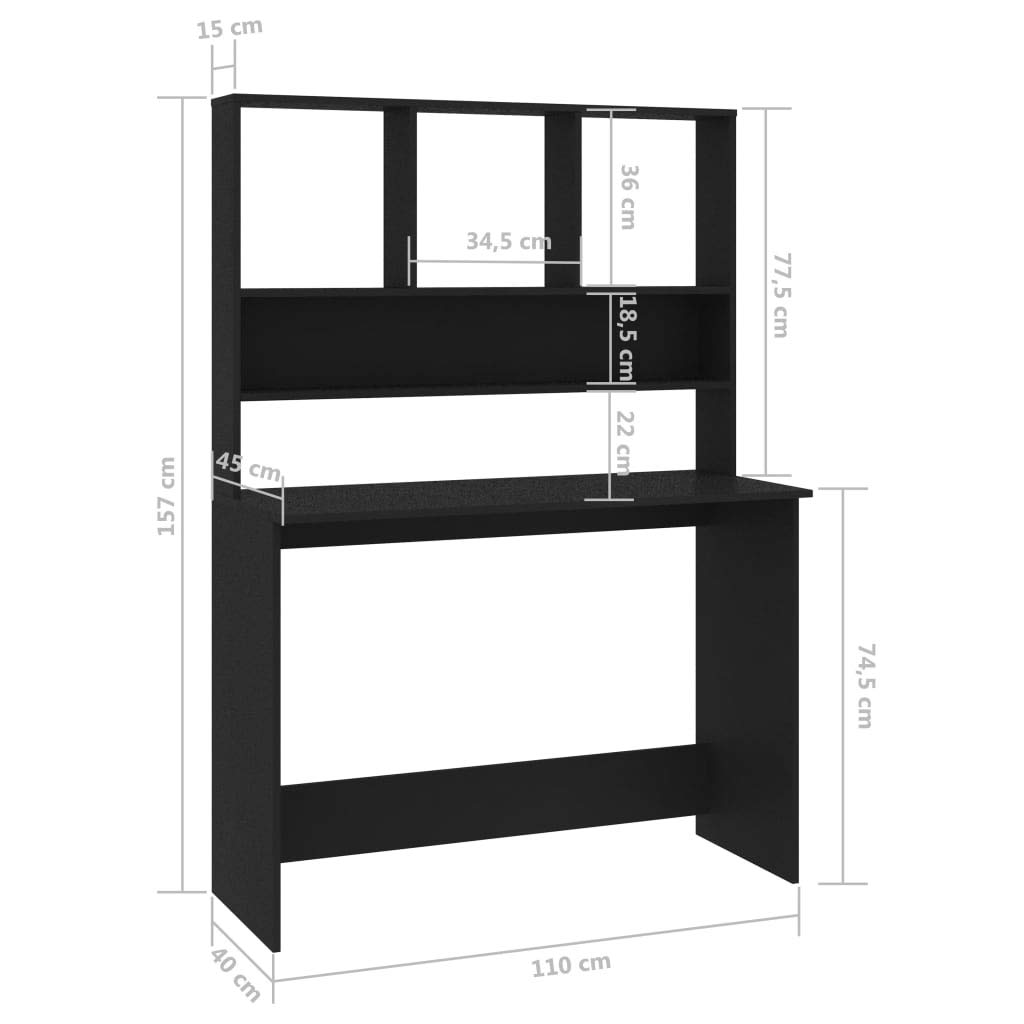 Modern Home Office Computer Desk with Shelves - 43.3