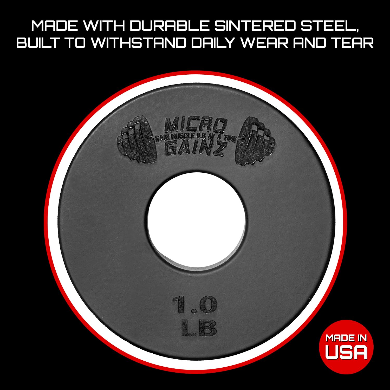 Micro Gainz Standard 1-Inch Center Hole Weight Plates Set of 2 (0.25LB-1.25LB) - Fractional Plates for Strength Training, Home Gym & Olympic Lifting - Compatible with Standard 1-inch Barbells & Dumbbells - USA Made