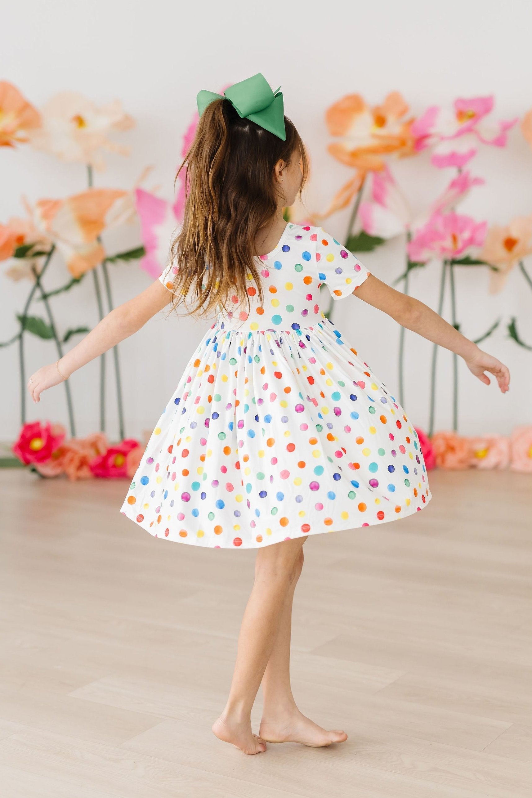 Colorful Polka Dot Short Sleeve Pocket Twirl Dress for Women - Perfect for Summer Parties, Weddings & Casual Outings