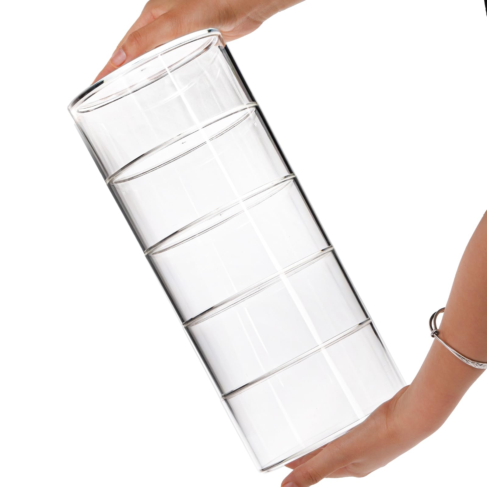 ZENFUN 5-Tier Clear Acrylic Belt Organizer - Stackable Jewelry & Watch Storage Box for Closet, Drawer, Vanity - Perfect for Hair Accessories, Watches, Rings (3