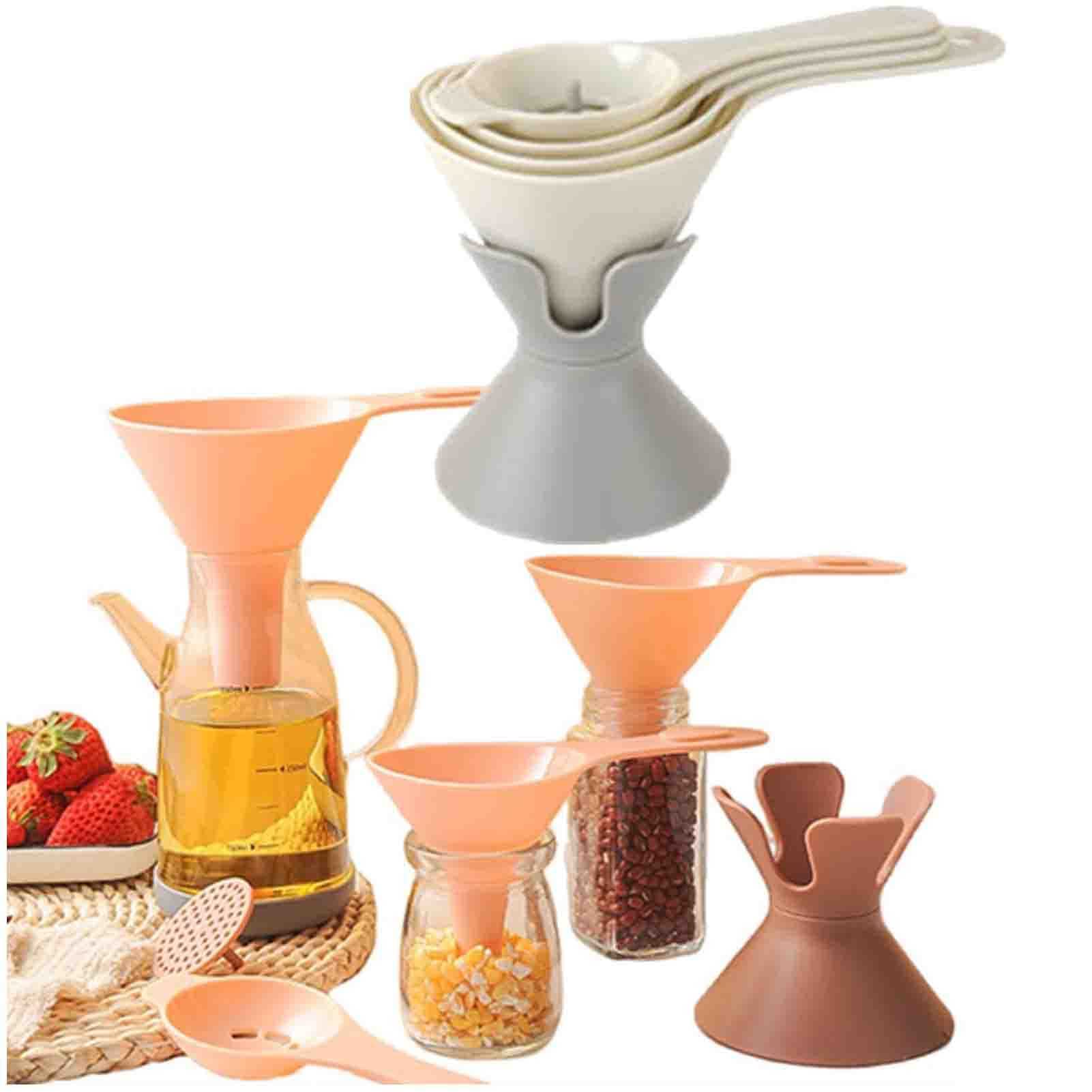 XYQSH 6-in-1 Multifunctional Kitchen Funnel Set with Handle - Reusable Removable Filter Strainer for Oil, Wine & Liquids - Essential Household Kitchen Tools for Cooking, Baking & Food Preparation