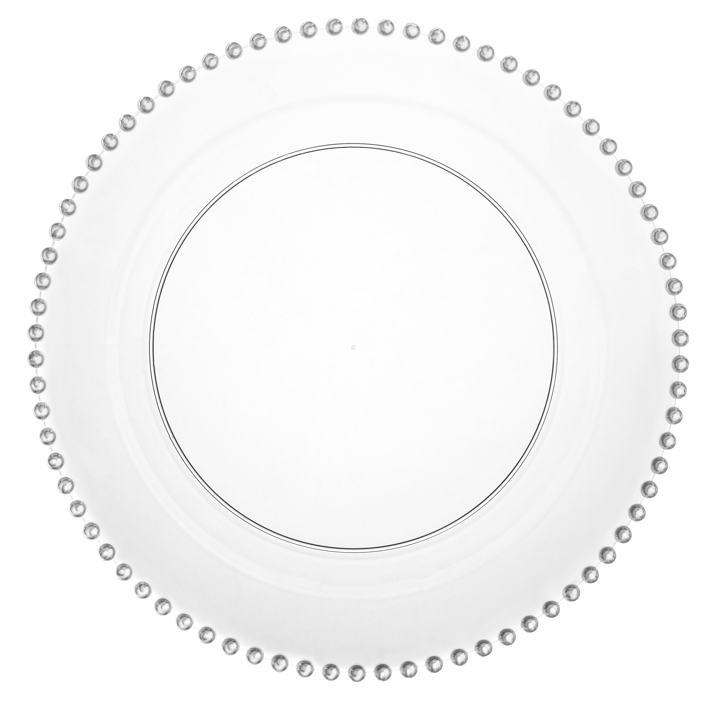 10-Pack Clear & Silver Round Plastic Plates with Beaded Rim - Elegant Disposable Tableware for Parties, Weddings, and Special Events