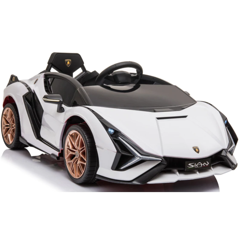 Lamborghini Sian 12V Kids Ride On Car - 1 Seater Electric Toy Car for Boys & Girls - White Battery Powered Vehicle for Indoor & Outdoor Play