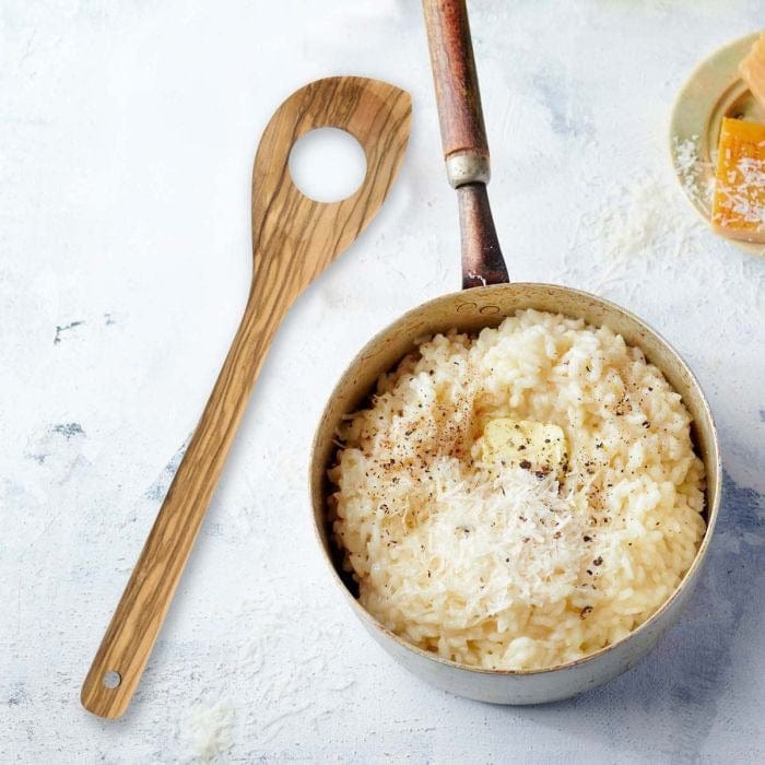 Fantes Cousin Gia's Italian Olivewood Risotto Spoon - 12 Inch Handcrafted Wooden Spoon for Cooking, Serving & Stirring - Perfect for Risotto, Pasta, Soups & Sauces