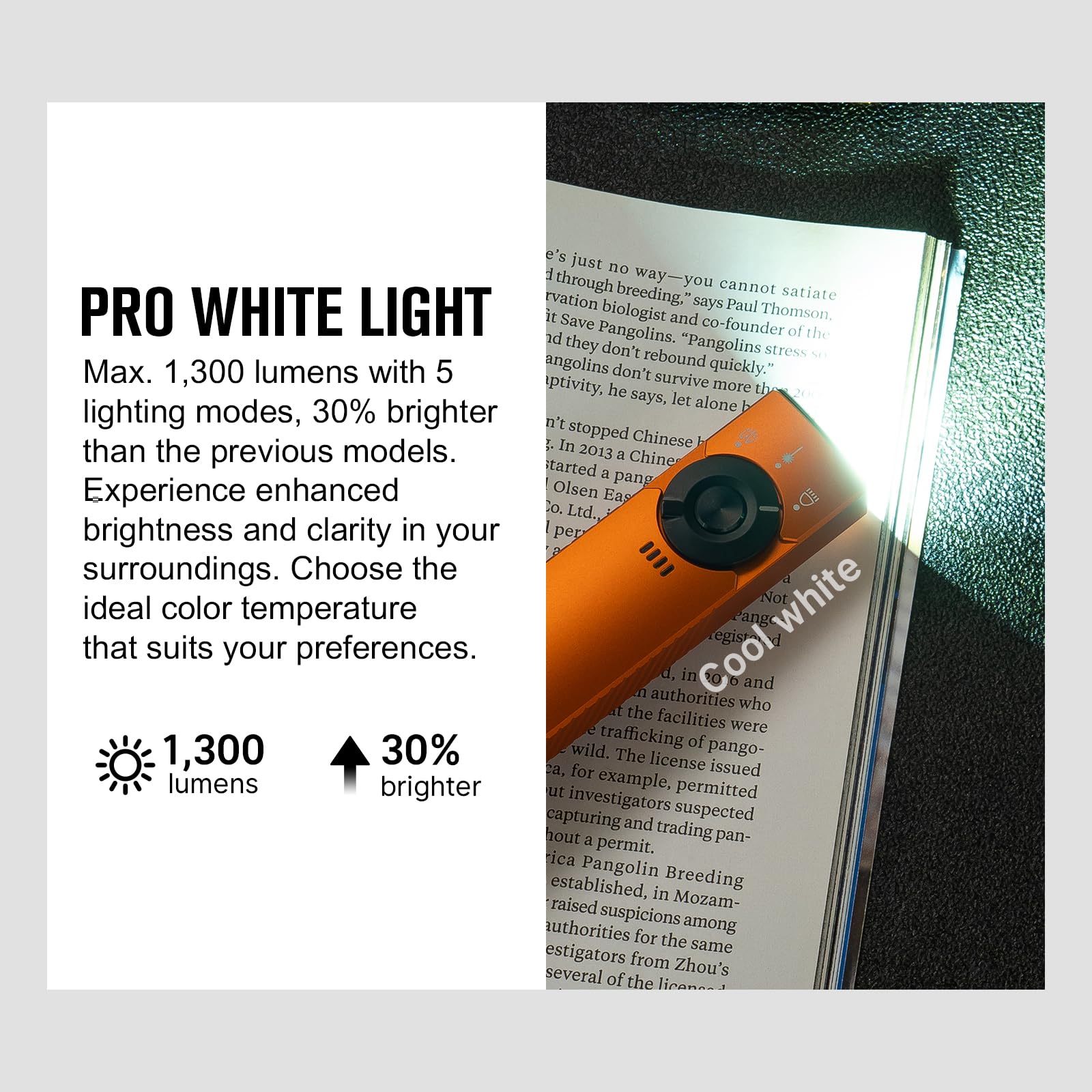 Olight Arkfeld Pro Rechargeable EDC Flashlight - 1300 Lumens with Green Beam, UV & White LED Combo | Portable Pocket Light for Outdoor, Emergency & Work Use | Camping, Hiking, Home Security & Tactical Gear (Orange CW)