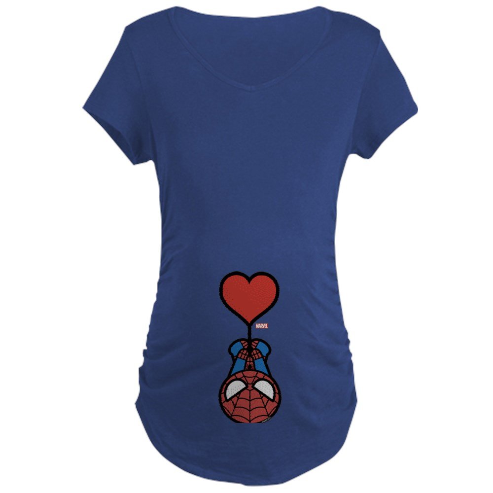 Spider-Man Heart Maternity T-Shirt - Dark Comfortable Pregnancy Tee for Marvel Fans | Perfect for Baby Showers, Gender Reveals & Superhero Moms