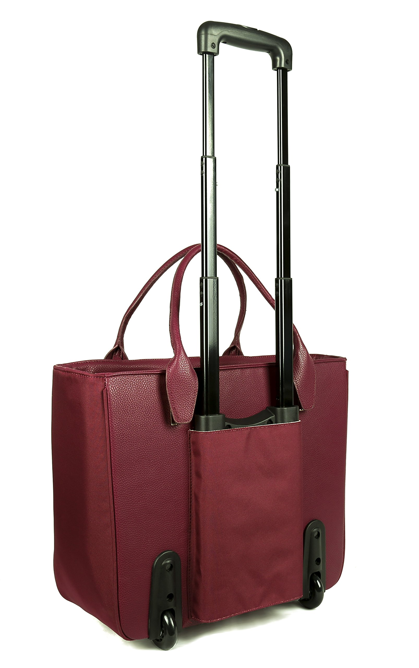 FLORENCE Women's Rolling Tote Bag - Stylish & Durable Travel Luggage with Wheels (Red) - Perfect for Airports, Shopping & Weekend Getaways