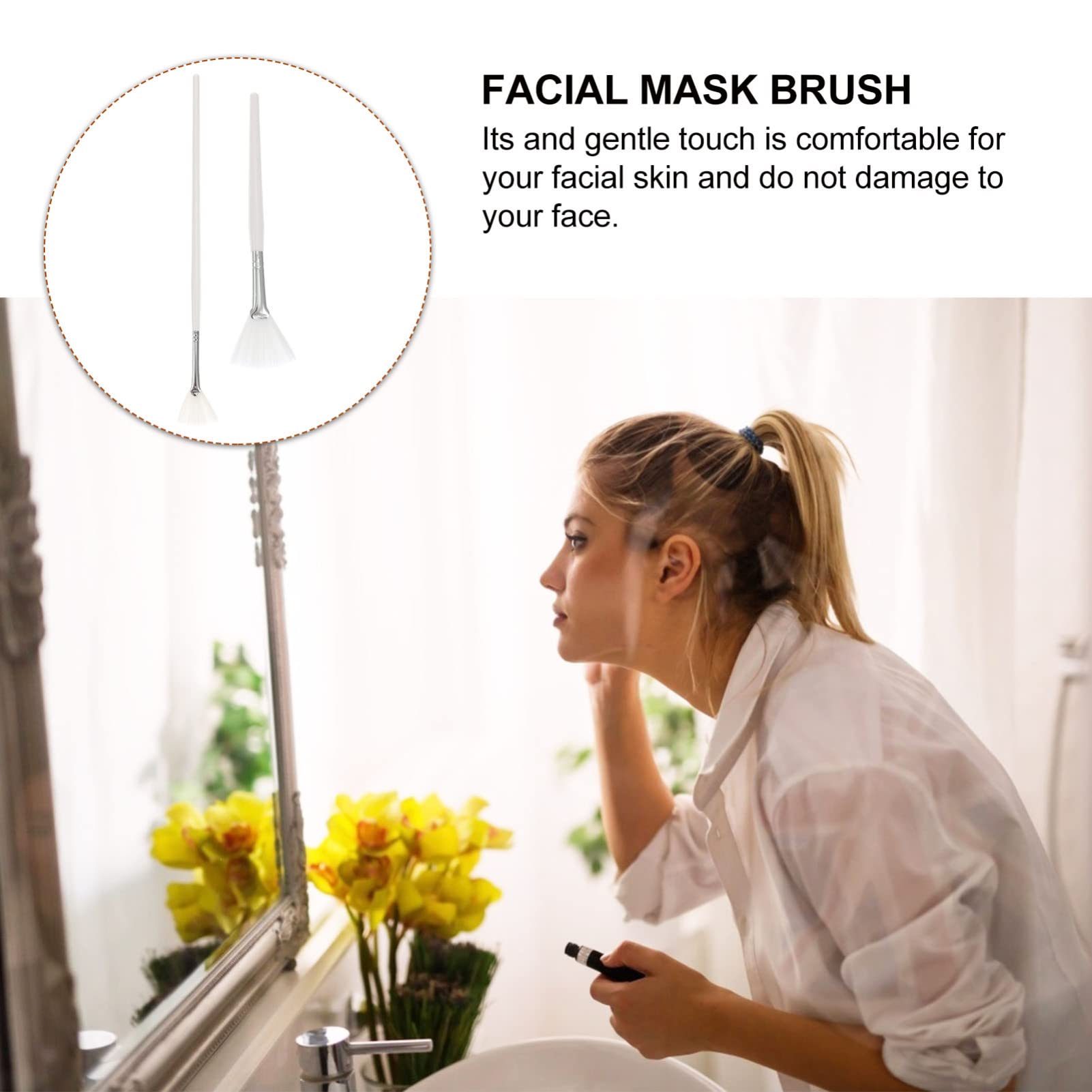 Lurrose 2PC Soft Face Mask Brush for Glycolic Peel & Makeup Application - Salon & Home Skincare