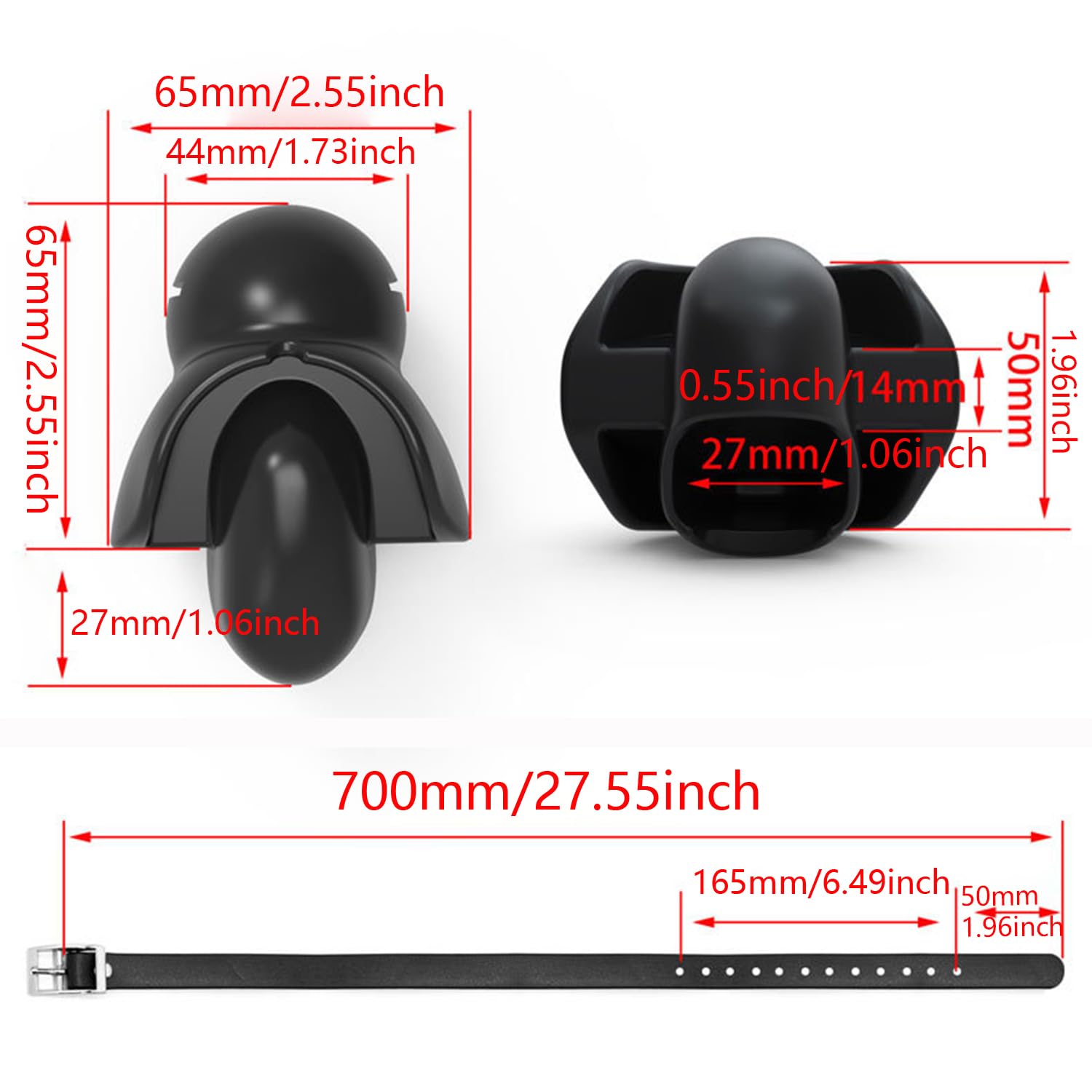 FREDORCH Adjustable Silicone Ball Gag with Fixed Tongue & Strap - Adult Bondage Toy for BDSM Role Play (Red) - Perfect for Couples Play, Dominance Scenes & Sensory Exploration