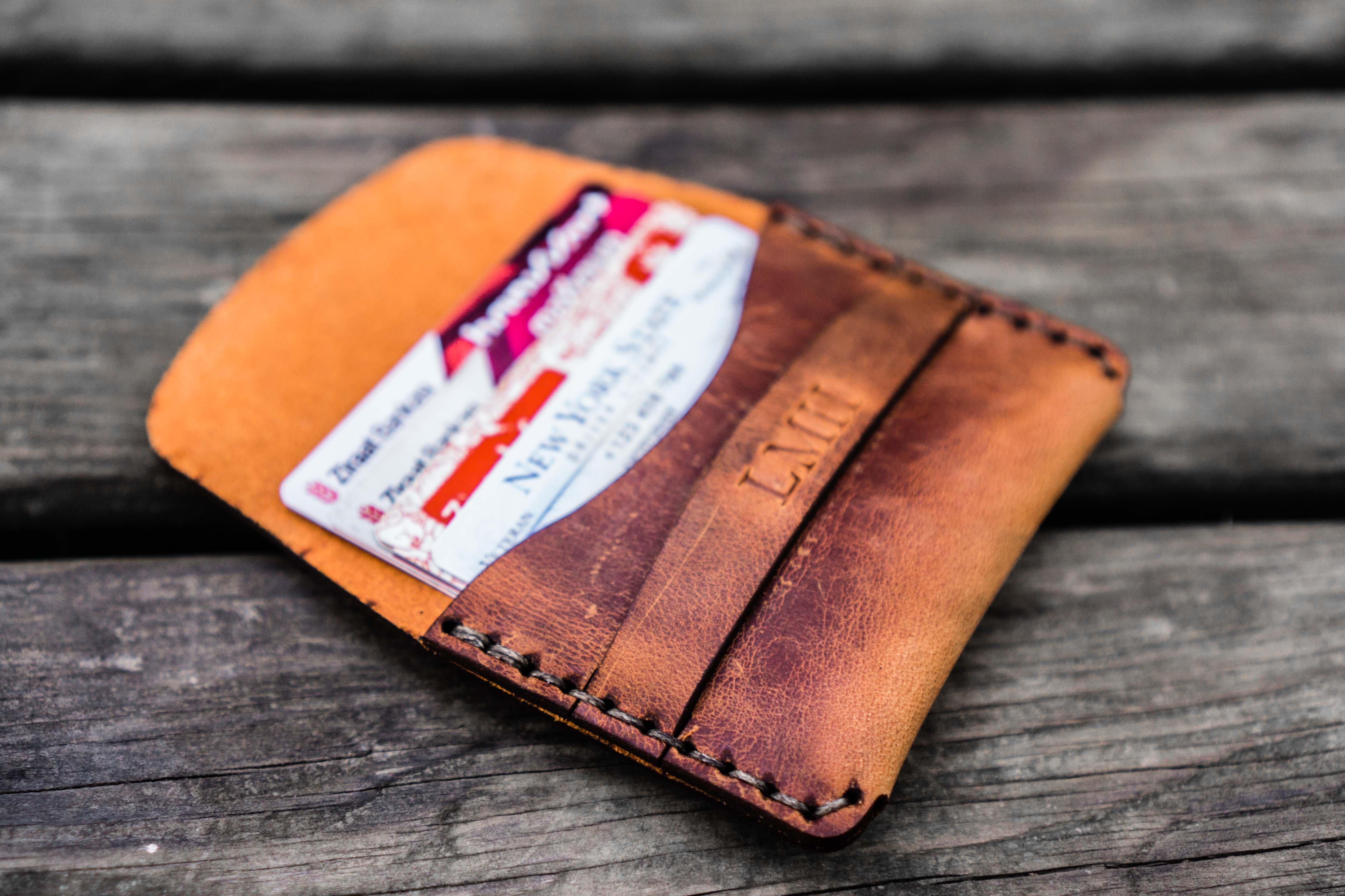 No.36 Personalized Basic Flap Handmade Leather Wallet - Crazy Horse Tan - Perfect Gift for Men & Women - Durable RFID Blocking Wallet for Everyday Use & Travel