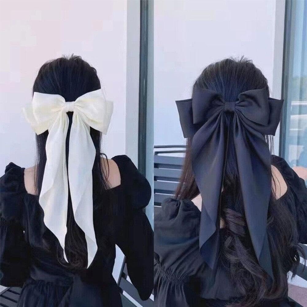 Elegant Large Bow Ribbon Hair Clip for Women - Soft Satin Headband Hairpin Hair Accessories for Weddings, Parties & Everyday Style