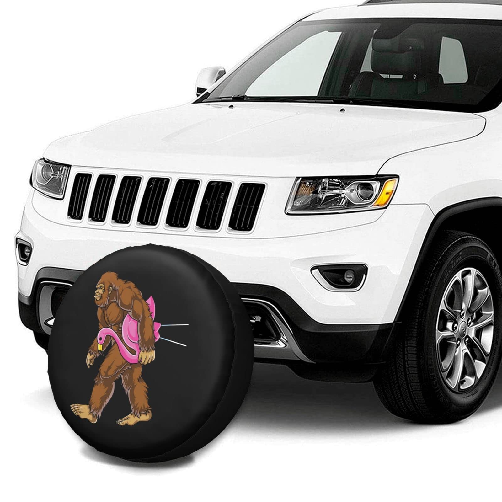 Bigfoot Carrying Lawn Flamingo Waterproof Universal Spare Tire Cover - Fits 14-17 Inch Trailers, Campers & SUVs - Durable Outdoor Accessory for Road Trips & RV Adventures