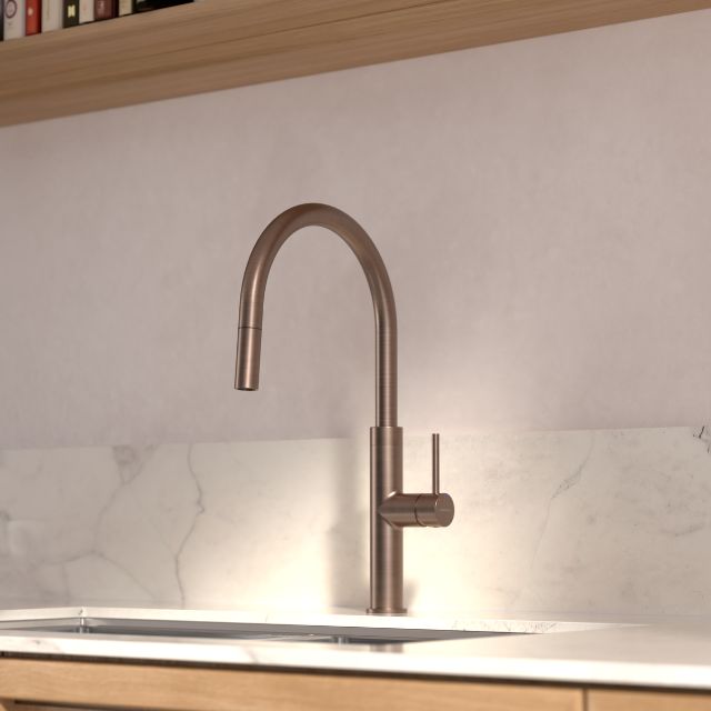 Caroma Liano II Pull-Out Kitchen Sink Faucet in Brushed Bronze Finish - Perfect for Modern Farmhouse & Contemporary Kitchen Designs