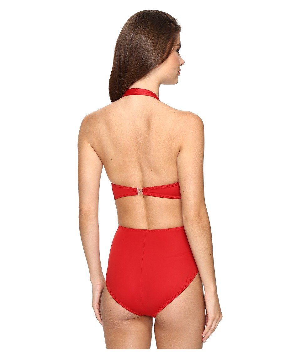 Women's Sexy Underwire Halter One Piece Swimsuit - Mio Red - Perfect for Beach, Pool, and Summer Vacations