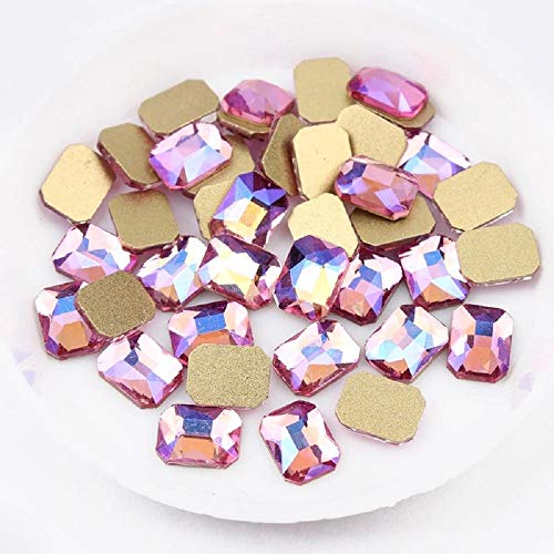 100pcs Octagon Flatback Rhinestones - Rose AB for Nail Art & DIY Decor