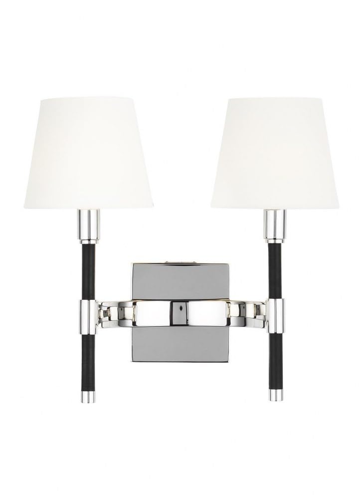 Generation Lighting Katie 2-Light Double Wall Sconce - 13.38 Inch Tall, 13.5 Inch Wide - Polished Nickel Finish - Perfect for Bedroom, Hallway & Living Room Wall Decor