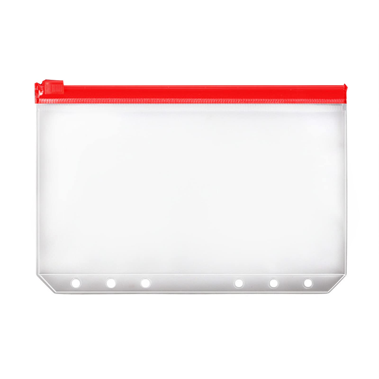 CHBC A6 Size 6-Hole Plastic Zipper Binder Pockets - Waterproof Loose Leaf Document Folders for Notebooks, Cards & School Supplies, 4-Pack (4 Red) - Perfect for Organizing Schoolwork, Office Files & Travel Documents