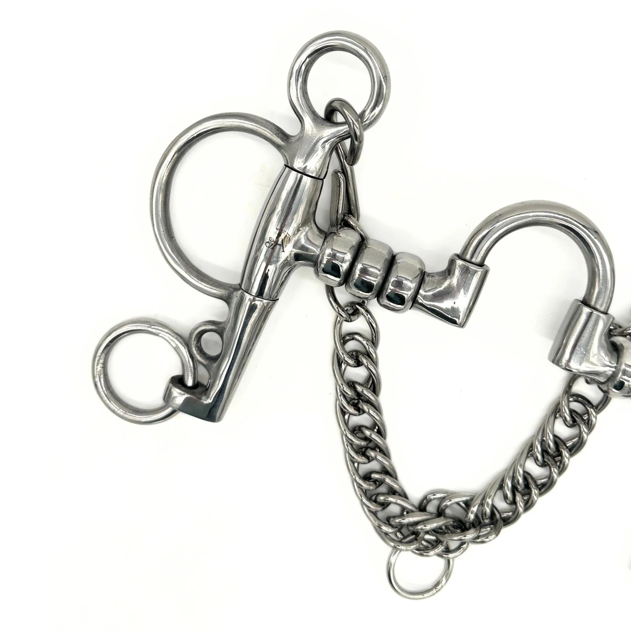 Jake Adams Stainless Steel Cherry Roller Pelham Horse Bit with Low Correction Port - Perfect for English Riding, Dressage & Show Jumping
