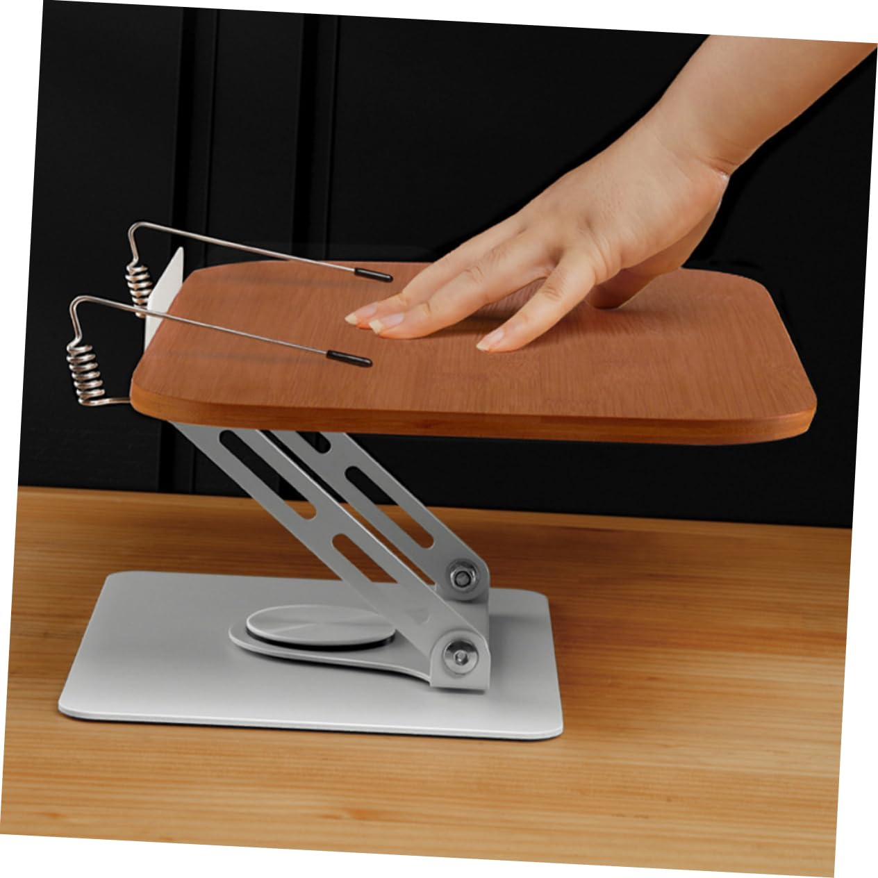 OSALADI Adjustable Book Stand - Sturdy Bamboo & Aluminum Book Holder for Reading, Studying, and Office Use - Perfect for Cookbooks, Textbooks, and Bibles
