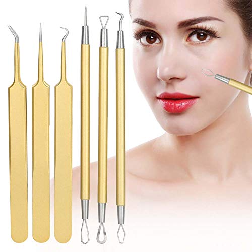 Professional Blackhead Remover Tool Kit - Easy to Use Acne Extractor for Whitehead & Blackhead Removal (Tyrant Gold) | Perfect for Facial Care, Pore Cleansing & At-Home Spa Treatments