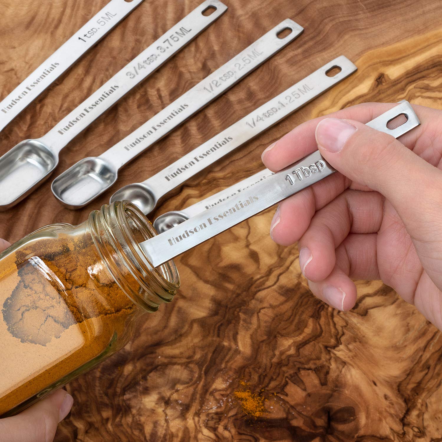 Hudson Essentials 14-Piece Stainless Steel Measuring Cups and Spoons Set - Durable Kitchen Tools for Baking, Cooking & Meal Prep - Perfect for Home Chefs & Professional Bakers