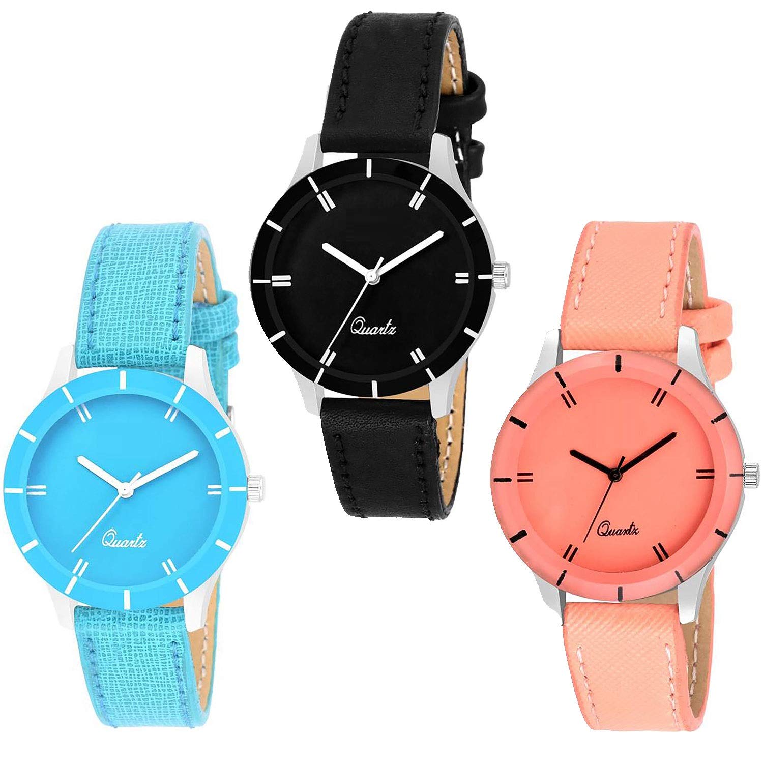 Stylish Analogue Black & Orange Sky Dial Combo Watch for Girls - Fashionable & Trendy (G-605-BOS) - Perfect for School, Parties & Everyday Wear