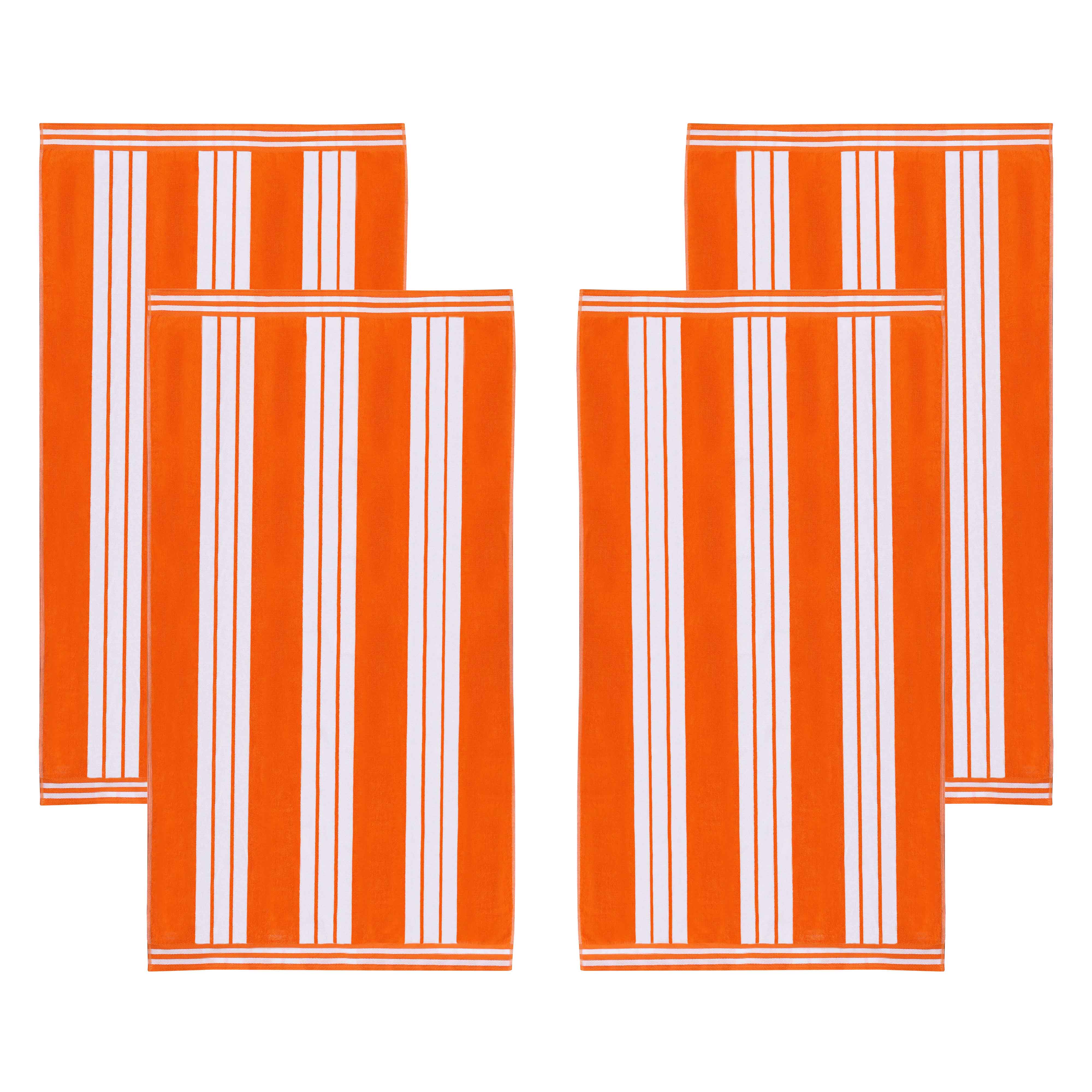 Premium Oversized Cabana Striped Cotton Beach Towel Set - 2, 4, or 6 Pack - Soft Quick-Dry Bath Towels for Pool, Beach, Vacation & Spa Days