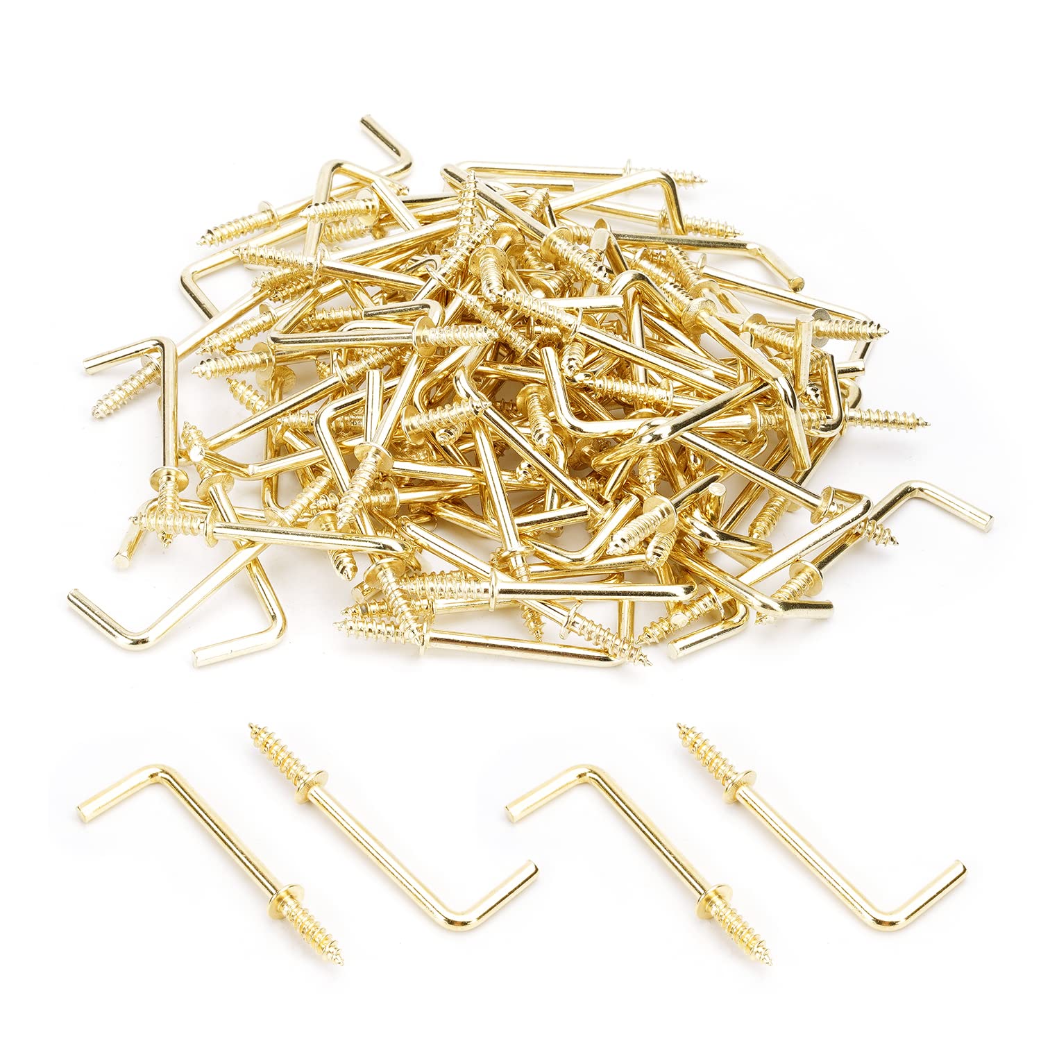 MroMax 100Pcs Brass Screw-in Hooks - 1-1/2