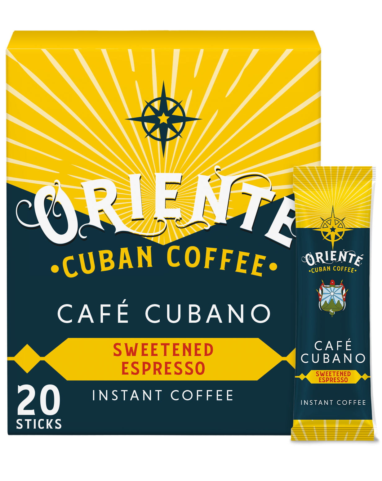 Premium Oriente Cafe Cubano Dark Roast Instant Coffee Sticks - Authentic Cuban Coffee for Home, Office & Travel - Rich Flavor & Convenient Single-Serve Packets
