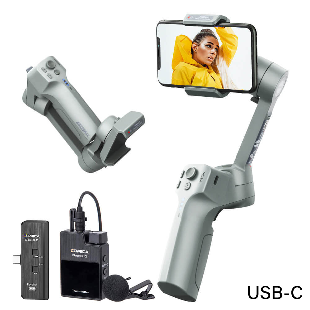 Moza Mini MX Smartphone Gimbal Stabilizer with BoomX D UC1 - 3-Axis Anti-Shake Handheld Stabilizer for iPhone & Android - Perfect for Vlogging, Live Streaming & Travel Videos (Clearance Sale)