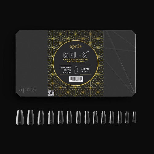 Apres Gel X Tips 2.0 (600pc) - Sculpted Medium Coffin Nail Extensions for Professional Salon & DIY Manicure | Perfect for Special Occasions, Weddings & Everyday Wear