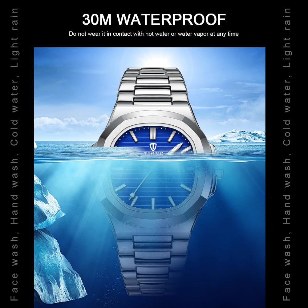 Tiong Men's Business Watch - Stainless Steel Waterproof Luminous Watch for Professional & Casual Wear - Perfect for Office, Meetings & Everyday Use
