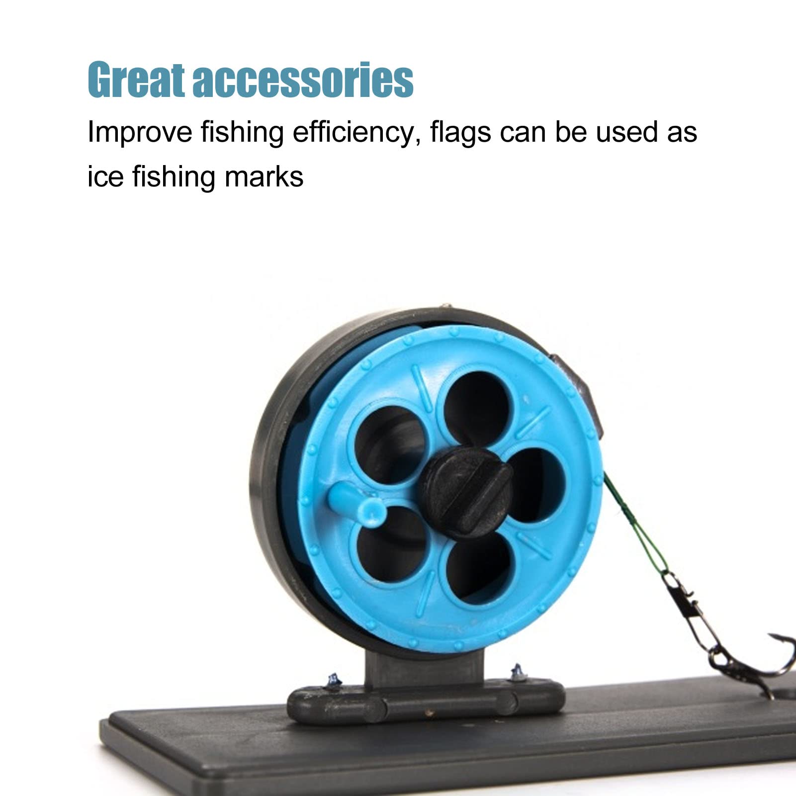2Pcs Ice Fishing Tip Ups with Flags - Automatic Floating Portable Ice Fishing Rod Tackle for Winter Ice Fishing - Perfect for Ice Anglers, Lake Fishing, and Outdoor Winter Sports