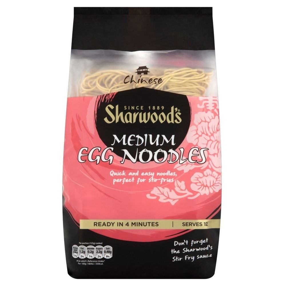 Sharwood's Medium Egg Noodles 14oz (Pack of 2) - Authentic Italian Pasta for Soups, Stir Fry & Family Dinners