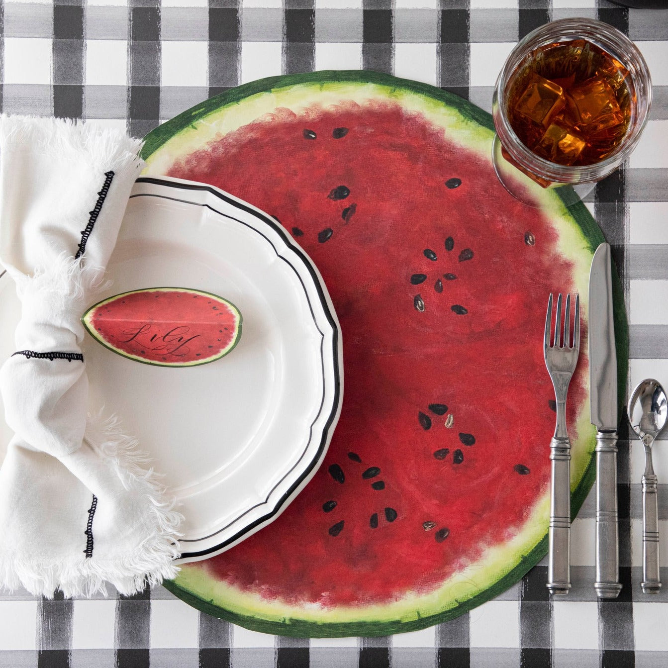 Watermelon-Shaped Non-Slip Placemats for Dining Table - Summer Party Decor, Kitchen Table Setting, Picnic Accessories