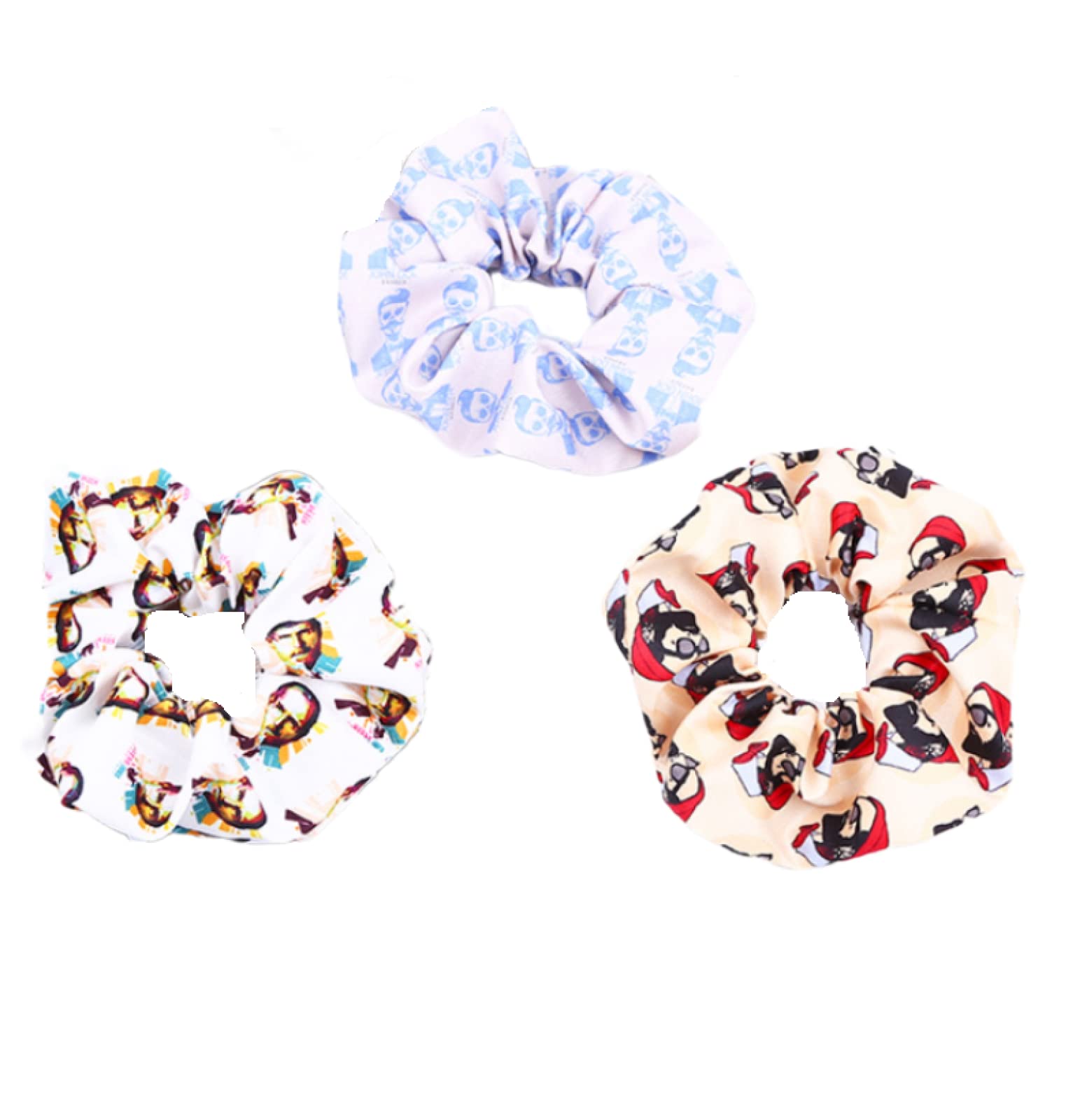 3Pcs Printed Scrunchies - Soft Polyester Hair Ties for Women & Girls - Perfect for Workouts, School, and Everyday Styling