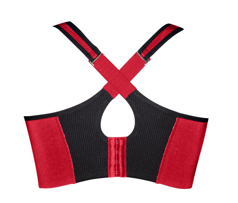 Parfait Dynamic Padded Performance Sports Bra - High Impact Support for Running & Workouts - Racing Red - Perfect for Gym, Yoga & Active Lifestyle