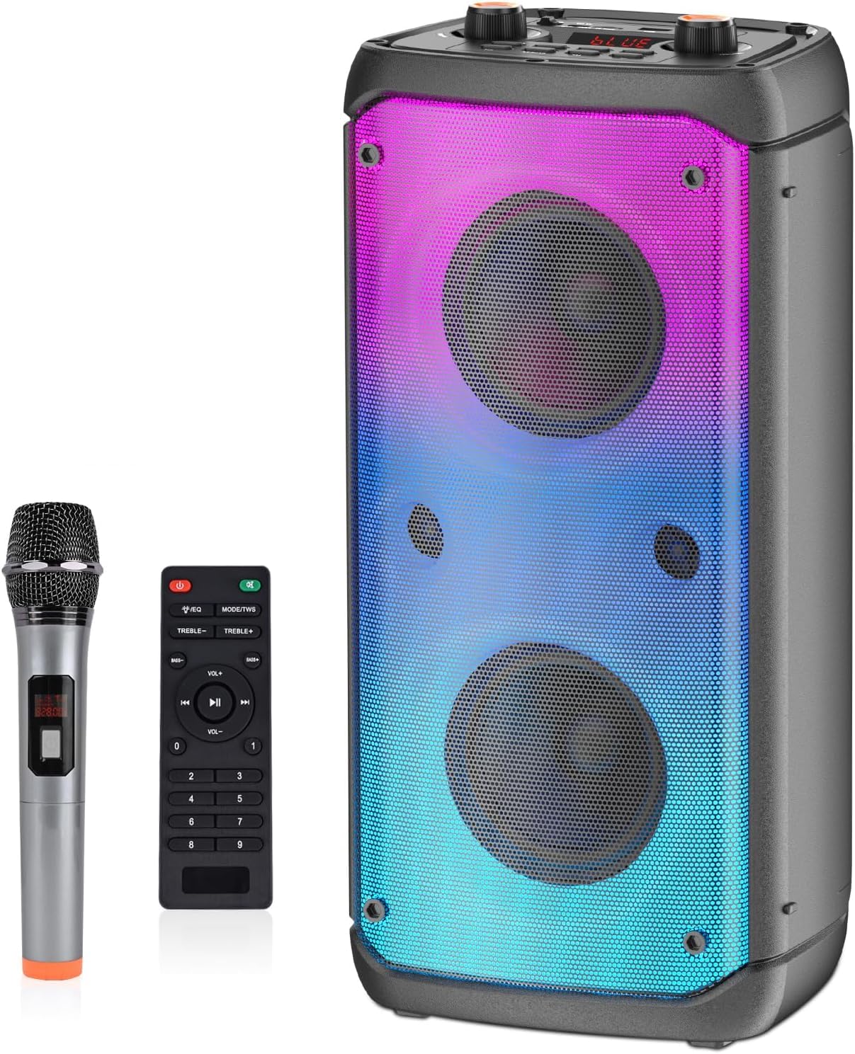 TAMPROAD 80W Bluetooth Speaker - Wireless Portable Outdoor Party Speaker with Subwoofer, Deep Bass, LED Lights & Microphone | Loud Stereo Sound for Home, Camping, Travel & Beach Parties