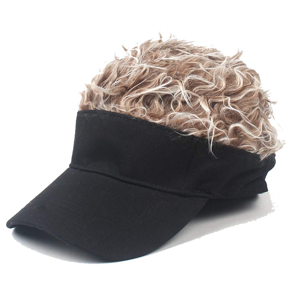 YEKEYI Fake Hair Baseball Cap with Wig - Spiked Hair Cycling Bike Hat for Men, Women & Kids - Fun Costume Accessory for Halloween, Cosplay & Parties