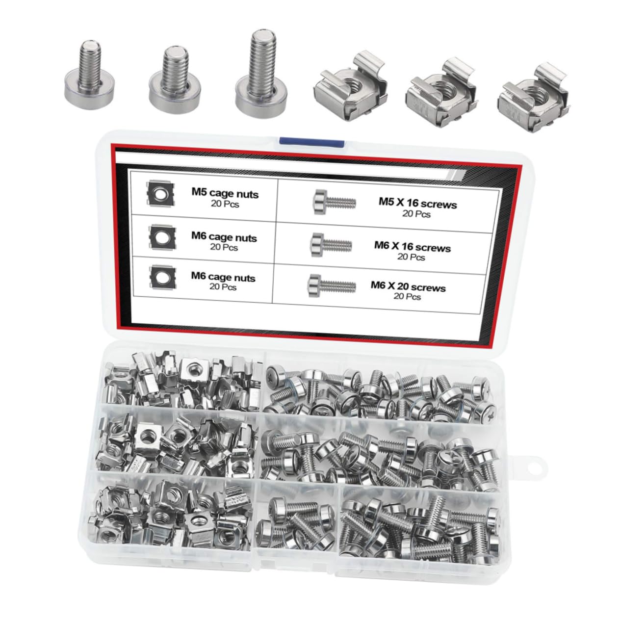 AOKWAWALIY 1 Set Server Rack Screws Kit - Includes Cage Nuts, Rack Mount Screws, and Hardware for Server Cabinets - Durable Carbon Steel Construction - Perfect for IT, Data Center, and Computer Rack Installation