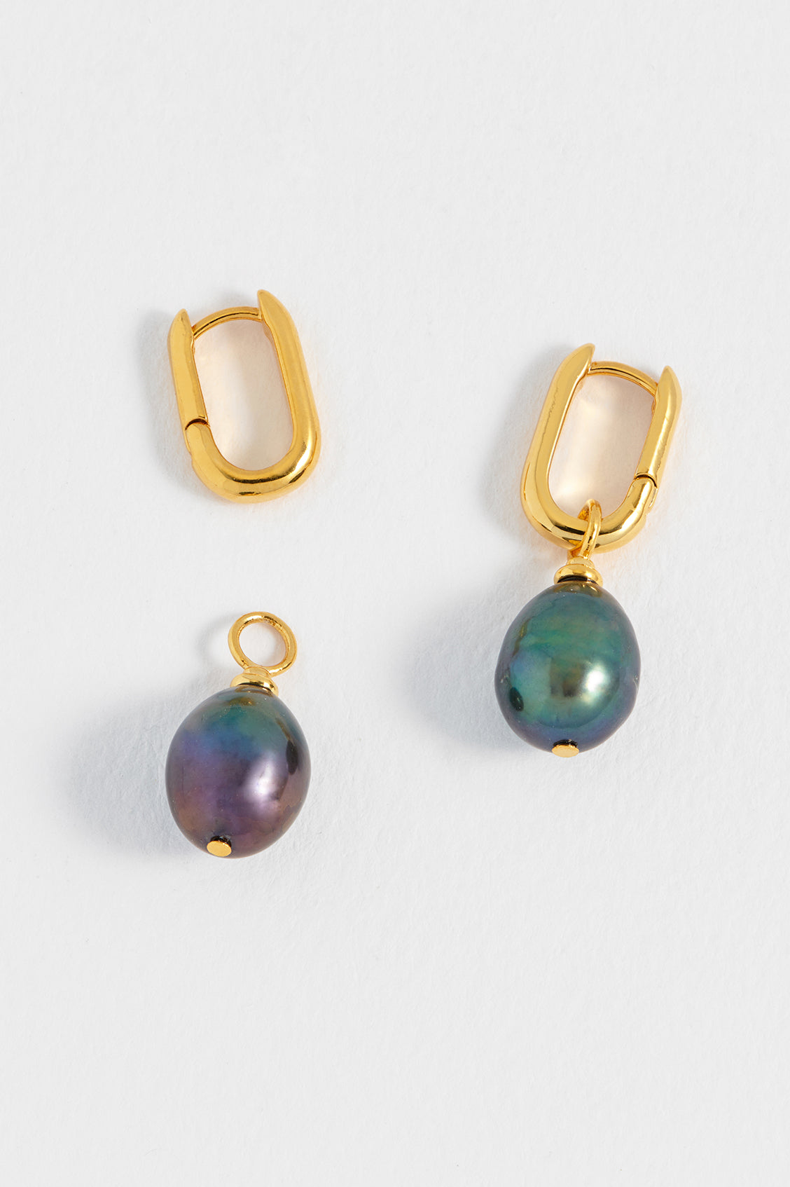 Blue Pearl Drop Link Earrings for Women – Elegant Dangle Jewelry for Party, Wedding & Evening Wear – Hypoallergenic & Lightweight Fashion Accessories